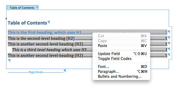 insert title field in word for mac 2011
